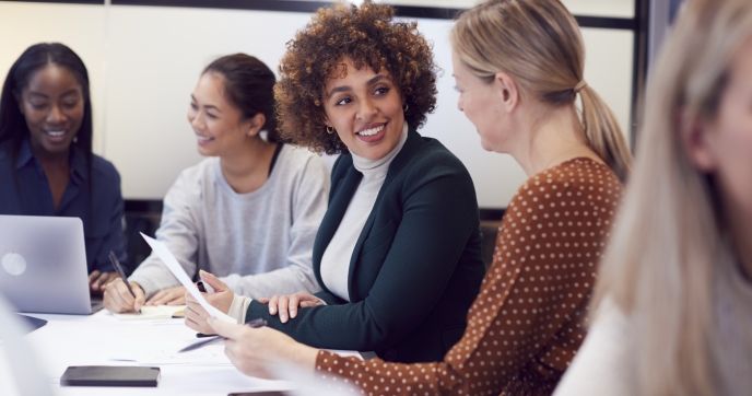 Professionals talking in a group
