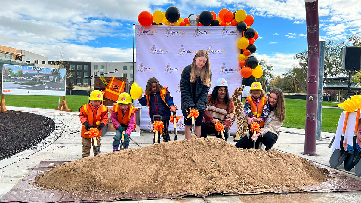 Giraffe Laugh students are coming together to break ground at their new location in Boise.