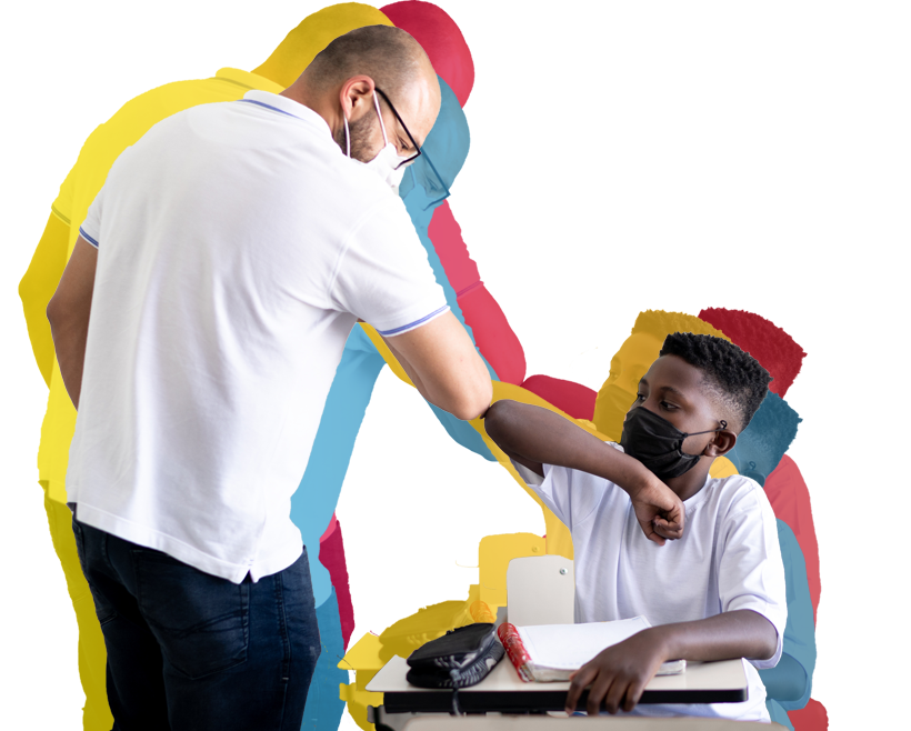 Teacher and student doing elbow bump
